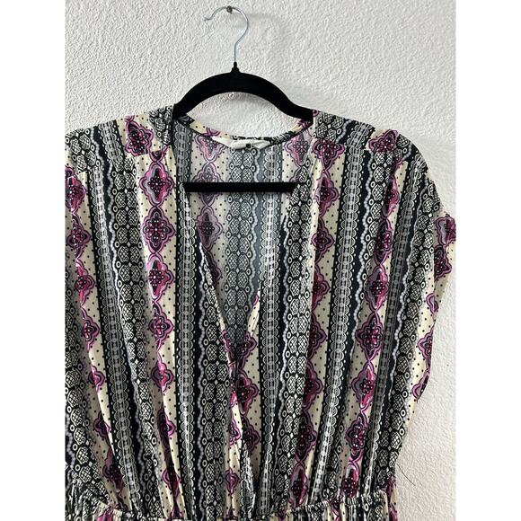 5th & Love Short Sleeve V-Neck Geometric Sheath‎ Maxi Dress Sz L Boho Cottage - Picture 3 of 10